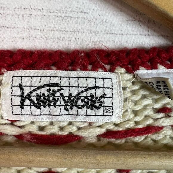 Vintage Knit Works Teddy Bear Hearts Pullover Sweater Size M Kawaii - Picture 9 of 12